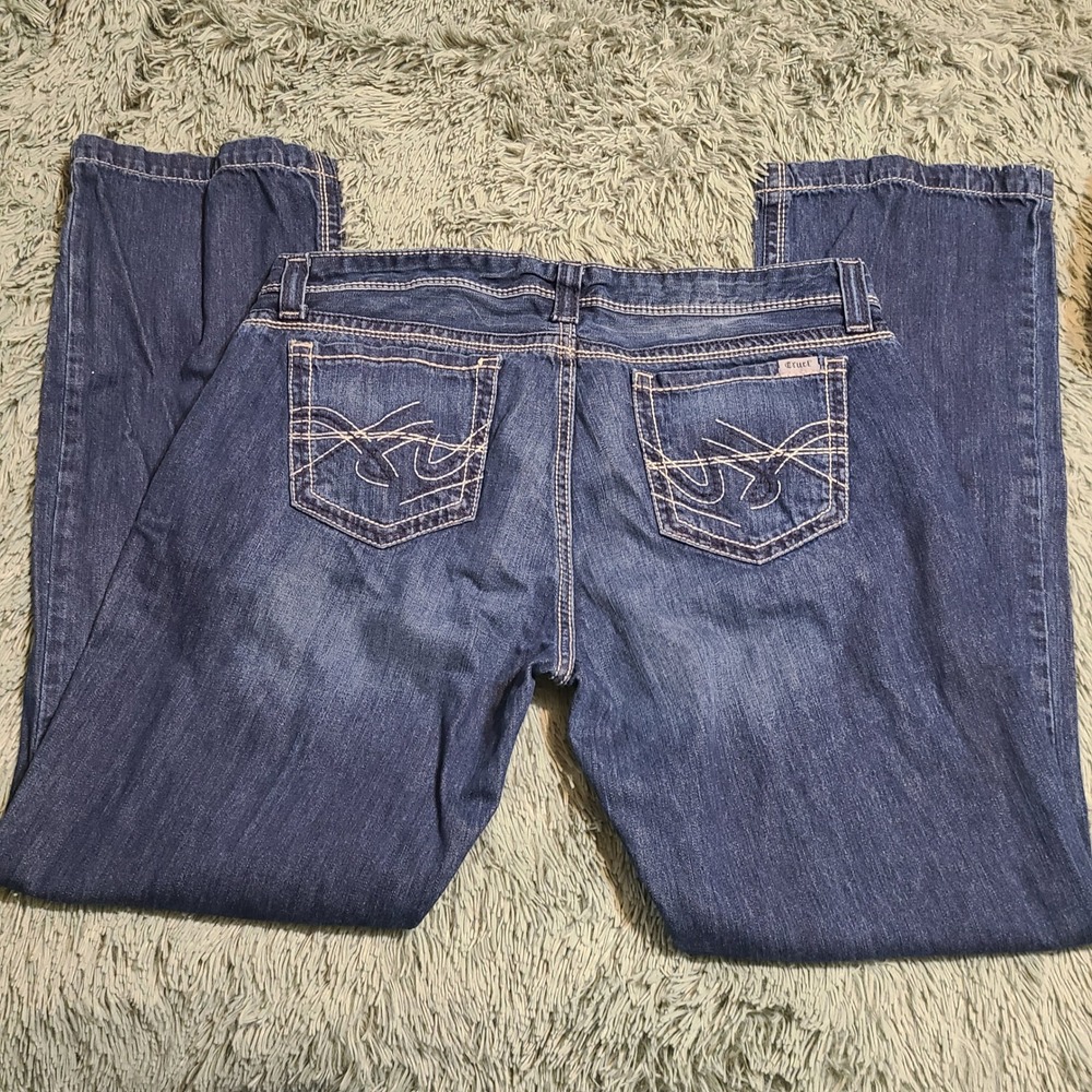 Cruel Denim Jayley Women Bootcut Jeans Dark Wash Embroidered Pockets 39×34 17L